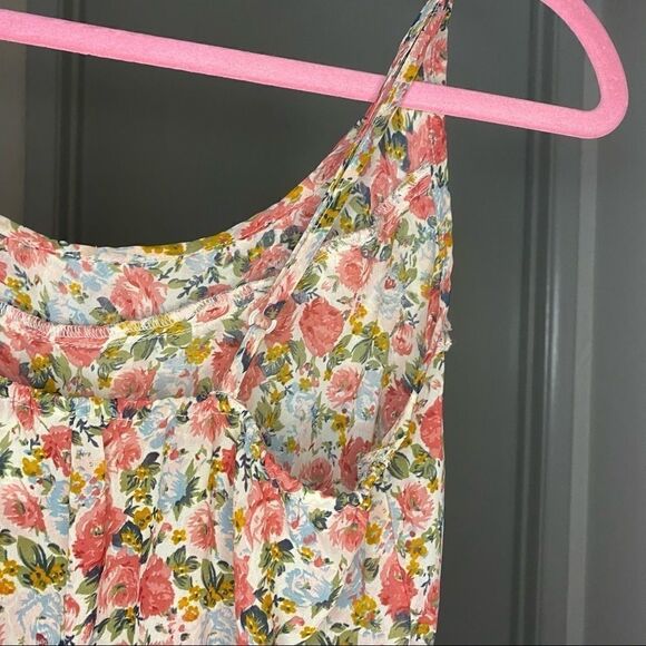 FUN & Flirt floral sheer summer ruffle tank Sz M - Picture 3 of 6